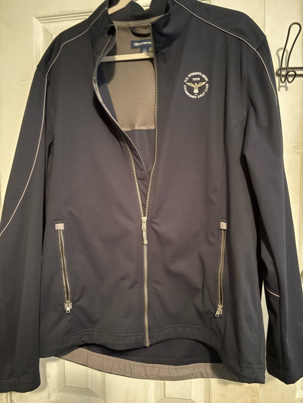 Cutter & Buck Navy Lightweight Full-Zip Jacket with Gray Trim